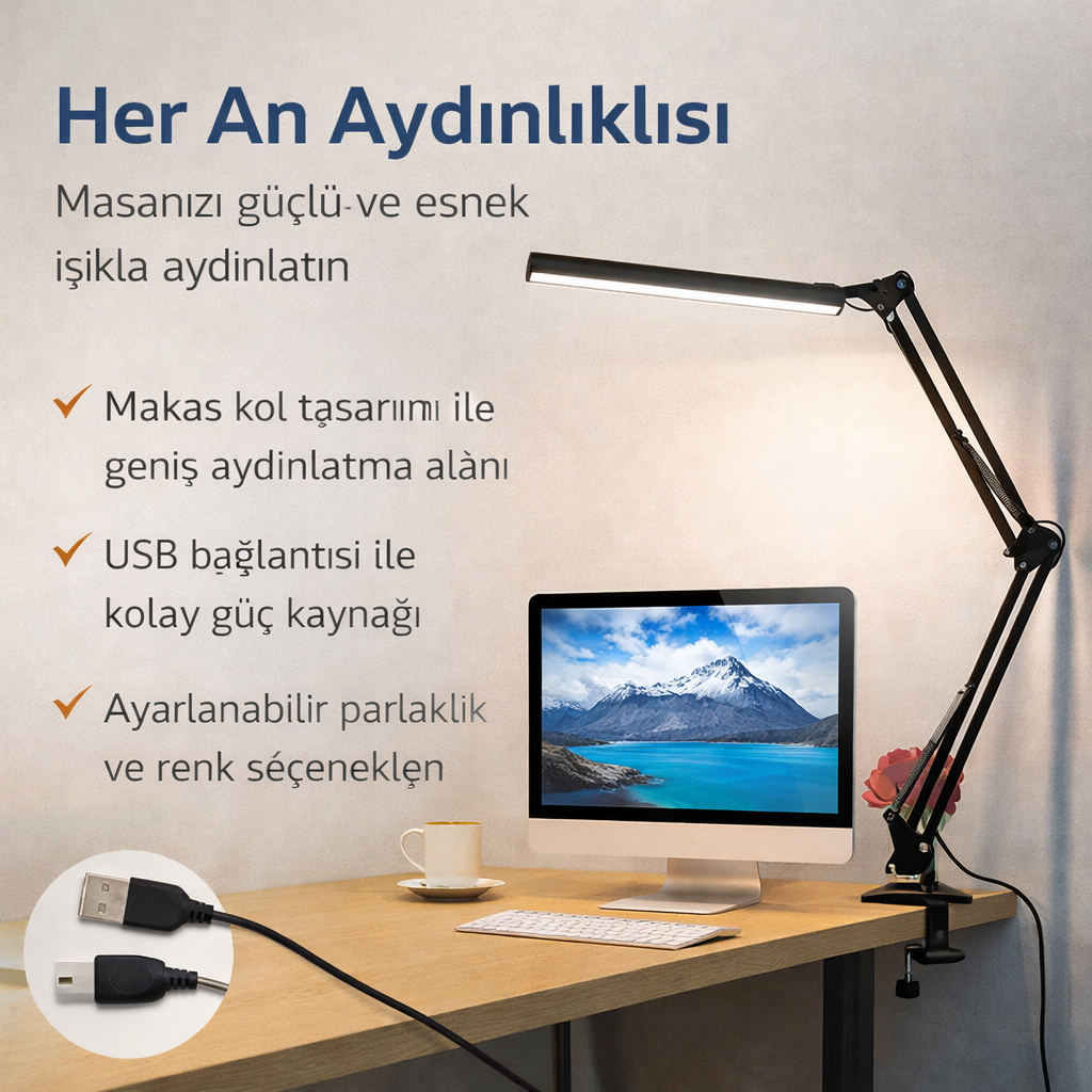 Klipsli Masa Lambası